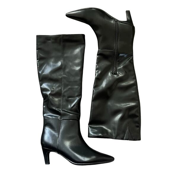 UNIVERSAL THREAD Kendra Kitten Heel Tall Dress Boots Black 7 - Picture 3 of 6